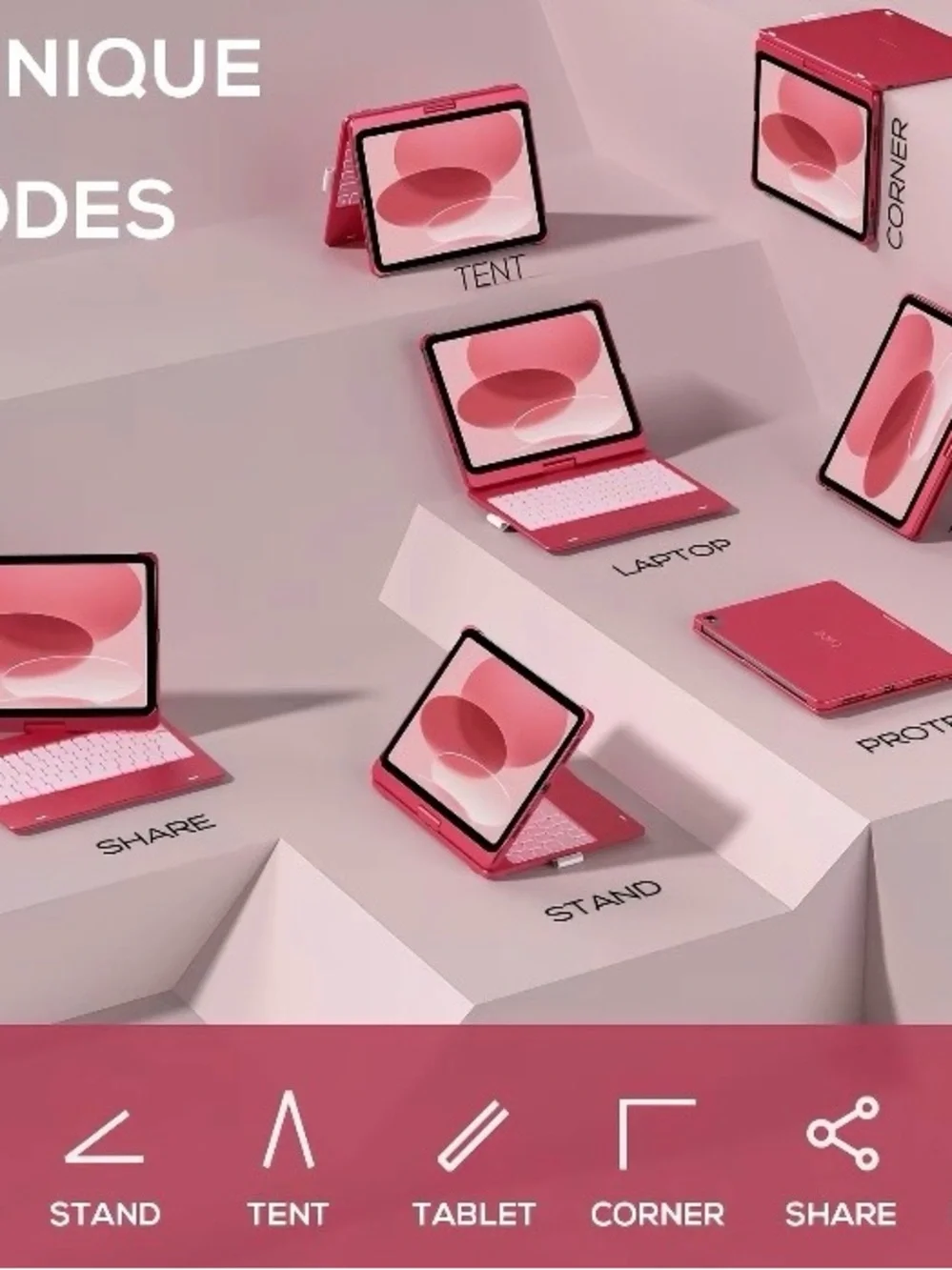 Pink Tablet Keyboard Case with Touchpad - Compatible Tablet Accessory